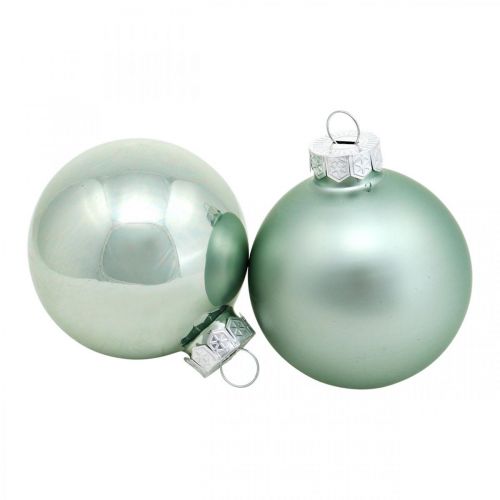 Floristik24 Christmas Bauble, Tree Ornament, Christmas Tree Ball Green Mint H6,5cm Ø6cm Real Glass 24szt.