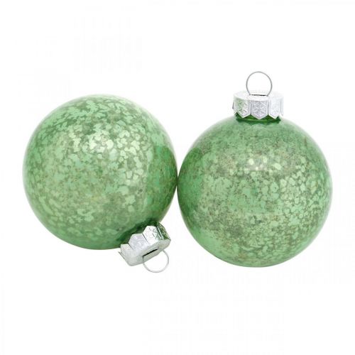 Produkt Kula świąteczna, ozdoba choinkowa, szklana kula zielona marmurkowa H6,5cm Ø6cm prawdziwe szkło 24szt.