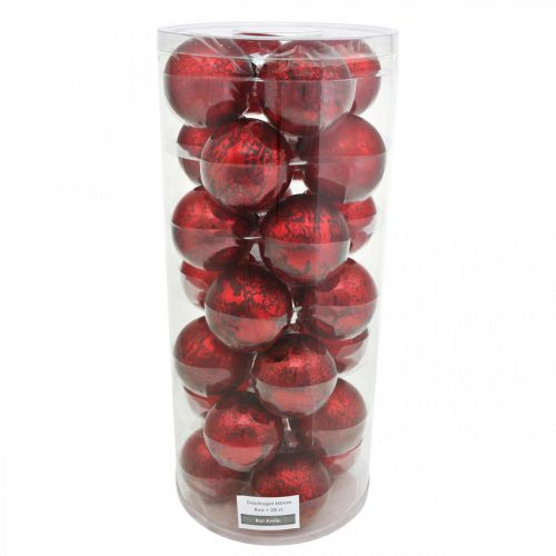 Produkt Kula choinkowa, zawieszka choinkowa, kula świąteczna czerwona marmurkowa W6,5cm Ø6cm prawdziwe szkło 24 szt