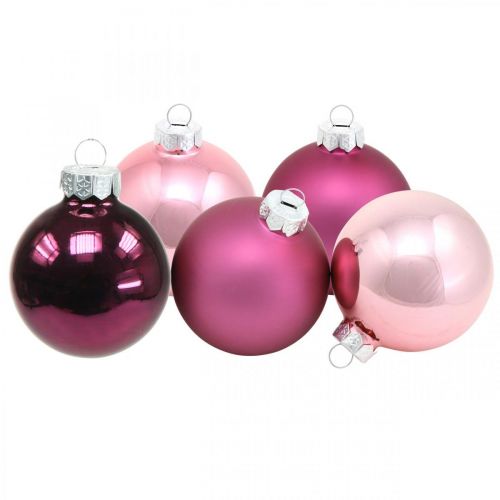 Mini Tree Balls, Christmas Ball Mix, Christmas Tree Pendant fioletowy H4,5cm Ø4cm Prawdziwe szkło 24szt