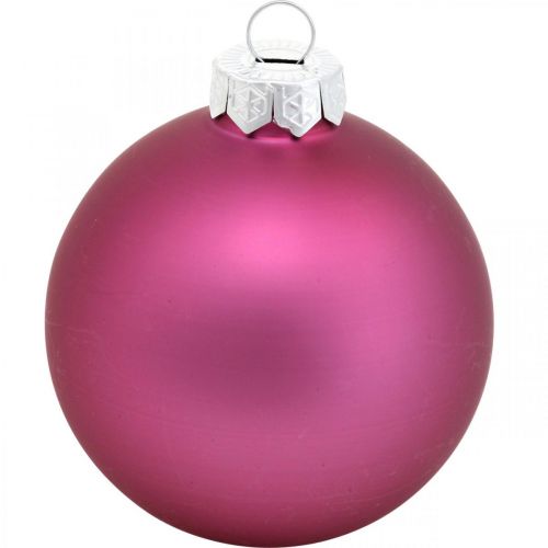 Christmas Bauble, Christmas Tree Ornament, Tree Balls Purple H6,5cm Ø6cm Real Glass 24szt.