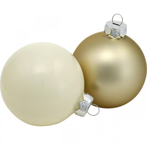 Produkt Kula choinkowa mix, dekoracja świąteczna, mini ozdoba choinkowa biała/perłowa H4,5cm Ø4cm prawdziwe szkło 24szt.