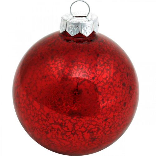 Produkt Ozdoba choinkowa, zawieszka na choinkę, kula świąteczna czerwona marmurkowa H8,5cm Ø7,5cm prawdziwe szkło 14szt.