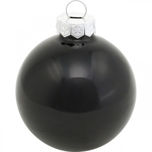 Produkt Mini bombka choinkowa, mieszanka dekoracji choinkowych, bombki czarne H4,5cm Ø4cm prawdziwe szkło 24 szt.