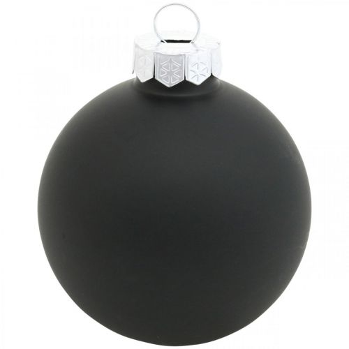 Produkt Bombki choinkowe, zawieszki choinkowe, bombki szklane czarne W6,5cm Ø6cm prawdziwe szkło 24 szt.