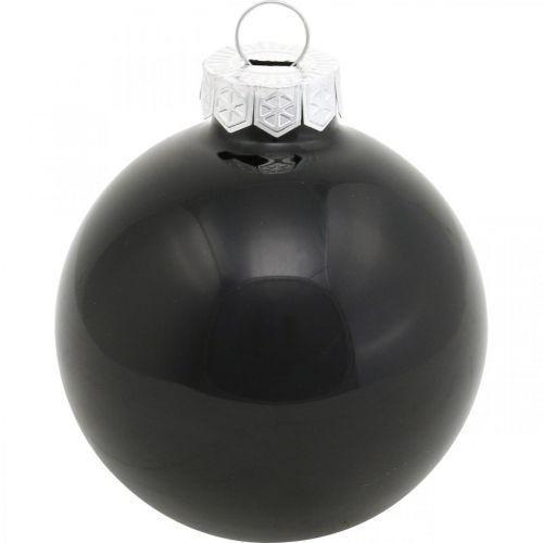 Produkt Bombki choinkowe, zawieszki na choinkę, kule szklane czarne H6,5cm Ø6cm prawdziwe szkło 24szt.