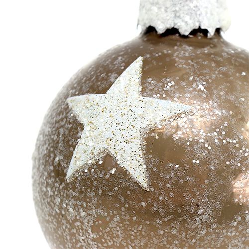 Produkt Christmas Ball Glass with Star Pattern Light Brown Ø6cm 6szt