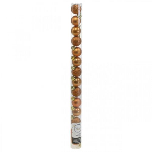 Floristik24 Mini bombka, mix dekoracji choinki, bombka pomarańczowa Ø2,5cm plastikowa 14szt