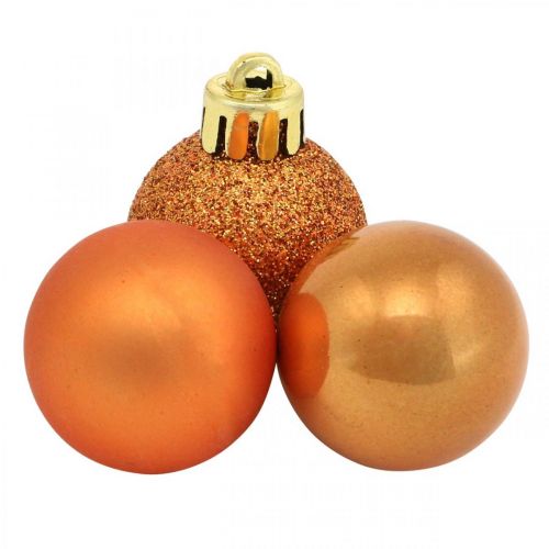 Floristik24 Mini bombka, mix dekoracji choinki, bombka pomarańczowa Ø2,5cm plastikowa 14szt