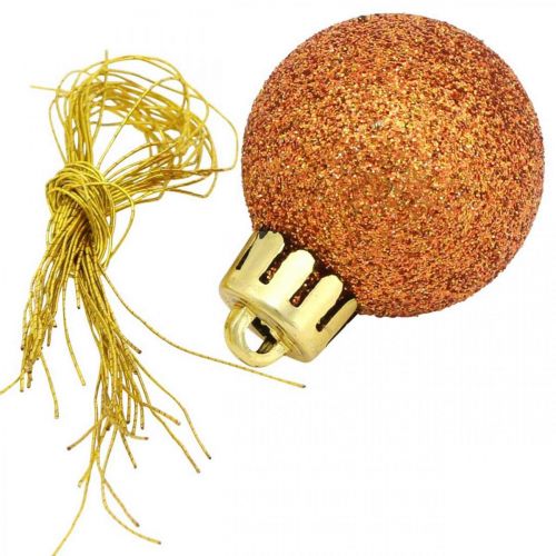 Floristik24 Mini bombka, mix dekoracji choinki, bombka pomarańczowa Ø2,5cm plastikowa 14szt