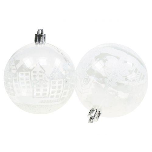 Floristik24 Christmas Ball Plastic White,Clear Ø8cm 2szt
