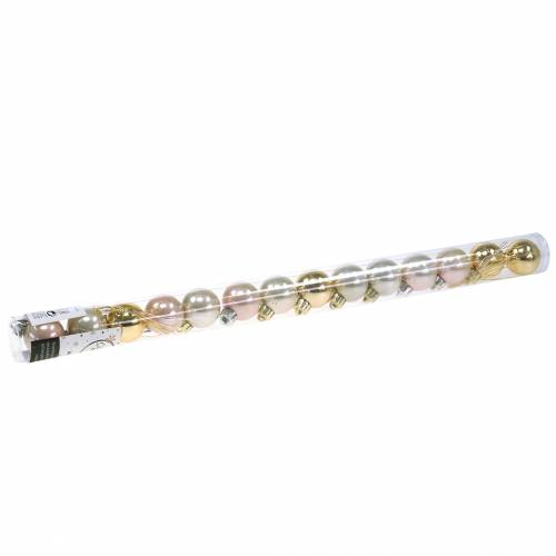 Floristik24 Choinka Dekoracja Świąteczna Kula Złota, Biała, Różowa 3cm 14szt