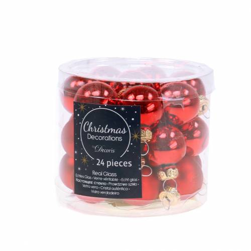 Produkt Mini bombki czerwone różne Ø2,5cm 24 szt