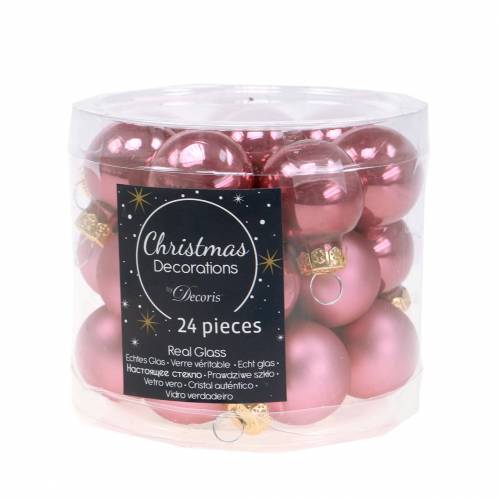 Produkt Mini bombki stare różowe różne Ø2,5cm 24 szt