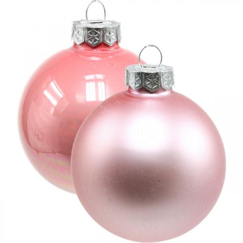 Bombki choinkowe szklane Ø4cm różowe, kremowe mix wys.4,5cm 24szt
