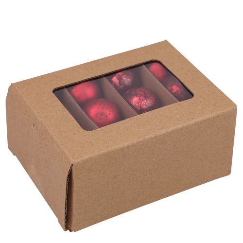 Produkt Bombki świąteczne z czerwonego szkła vintage mini Ø3cm 22 szt