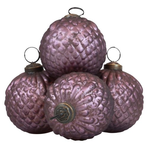 Floristik24 Bombki świąteczne szklane fioletowe Bombki choinkowe vintage Ø7cm 4szt