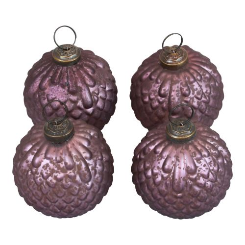 Floristik24 Bombki świąteczne szklane fioletowe Bombki choinkowe vintage Ø7cm 4szt