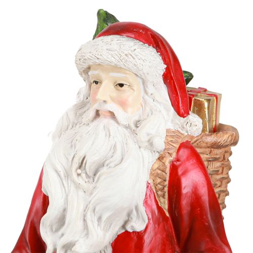 Produkt Figurka Świętego Mikołaja z koszem w kolorze czerwono-biało-zielonym, wys. 36 cm