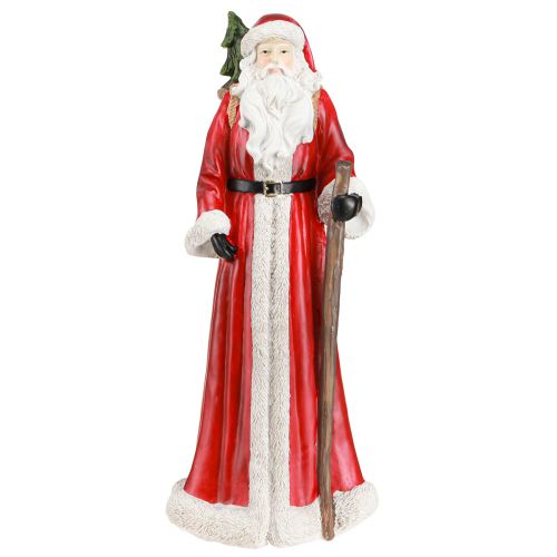 Produkt Figurka Świętego Mikołaja z koszem w kolorze czerwono-biało-zielonym, wys. 36 cm