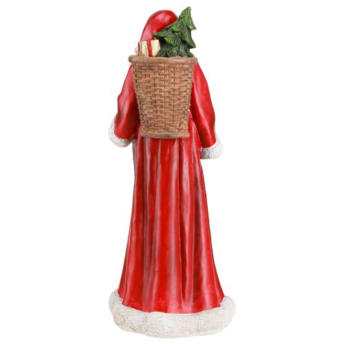 Produkt Figurka Świętego Mikołaja z koszem w kolorze czerwono-biało-zielonym, wys. 36 cm