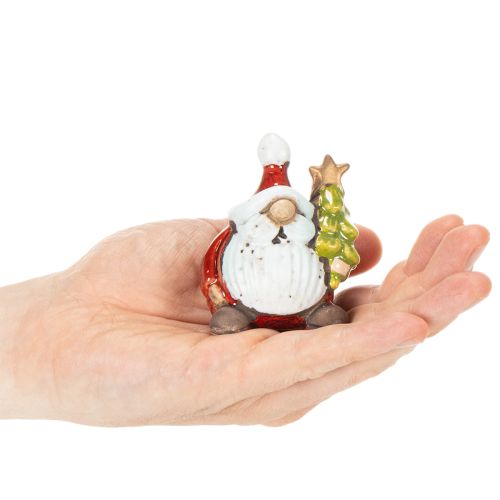 Figurka Świętego Mikołaja z ozdobą choinkową, 7cm, 2 sztuki | Floristik24.pl
