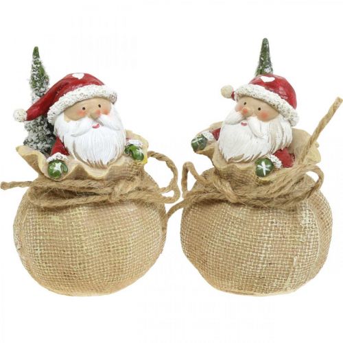 Floristik24 Deco figura Mikołaj w worku Dekoracja świąteczna Ø8cm/W13cm 2szt