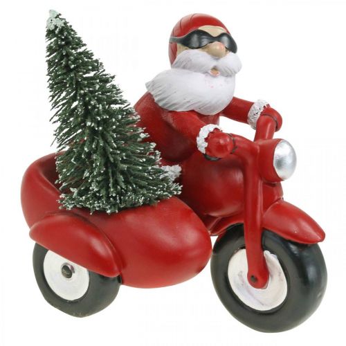 Figura dekoracyjna Święty Mikołaj na motorze z jodłą 19,5×13×16cm