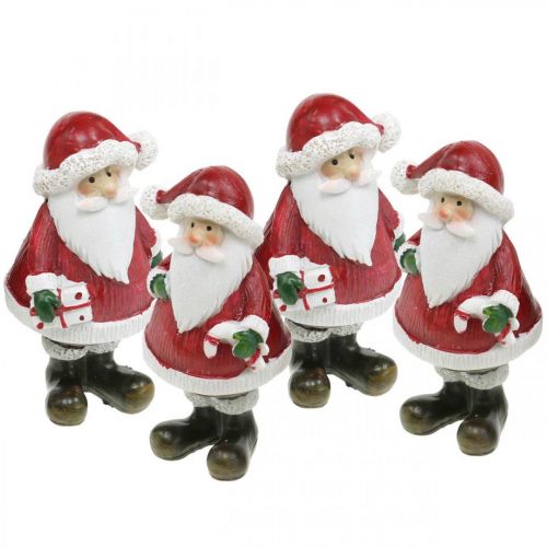 Floristik24 Dekoracyjna figura Świętego Mikołaja z laską cukrową/prezent W8,5cm 4szt