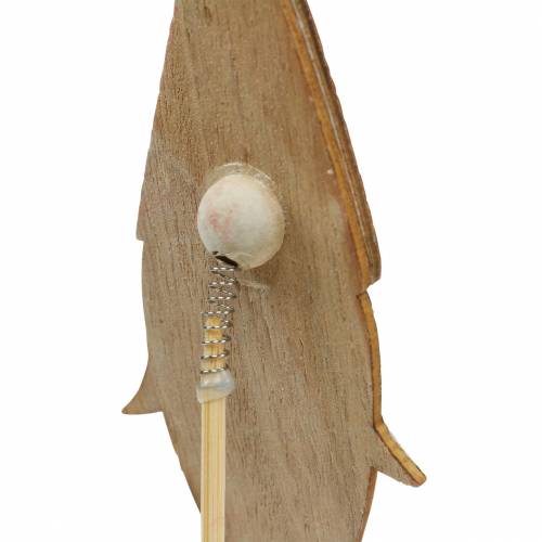 Produkt Mikołaj drewniany z metalowym piórkiem czerwony, biały, natura 12/13cm L36/36,5cm 12szt.