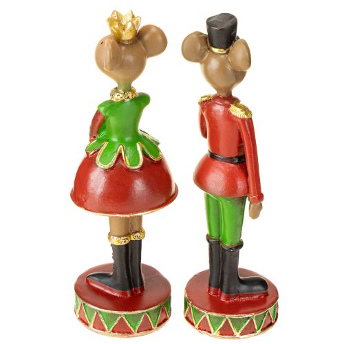 Produkt Figurki dekoracyjne myszki świąteczne 14,5cm czerwono-zielone 2 sztuki