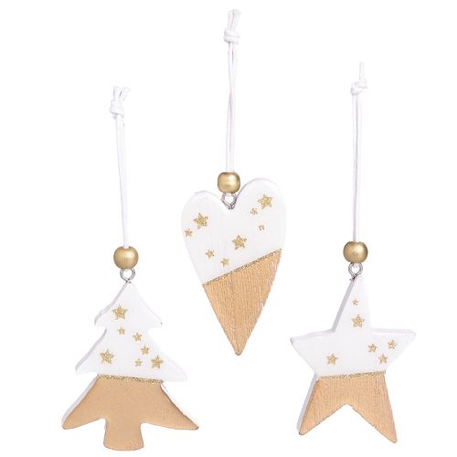 Produkt Ozdoby świąteczne drewniane gwiazdki serce 6,5–7 cm 6 szt