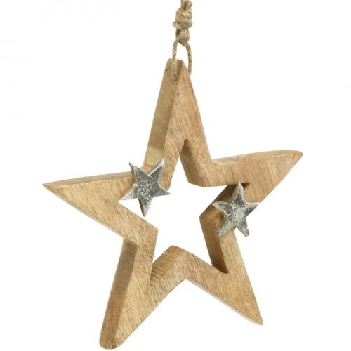 Floristik24 Gwiazda bożonarodzeniowa do powieszenia Gwiazda drewniana ozdoba świąteczna wys.22cm