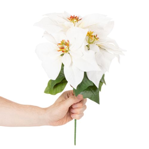 Sztuczna gwiazda betlejemska, biała, duży kwiat, roślina ozdobna, 40 cm | Floristik24.pl