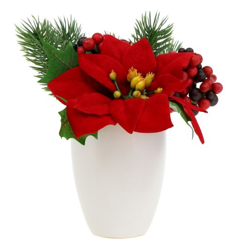Floristik24 Poinsecja w doniczce czerwona sztuczna H11cm