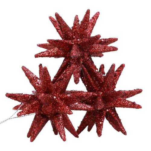 Floristik24 Poinsecje Ozdoby świąteczne czerwony brokat Ø7cm 6 szt