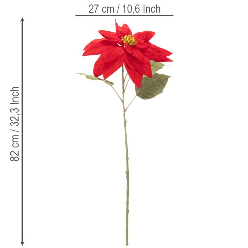 Sztuczna poinsecja czerwona, pojedyncza łodyga, dekoracja 82 cm | Floristik24.pl