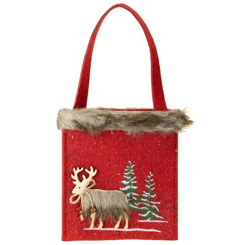 Produkt Torba świąteczna czerwona z futerkiem 15,5cm x 18cm 3 szt