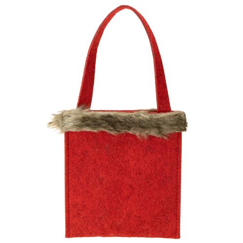 Produkt Torba świąteczna czerwona z futerkiem 15,5cm x 18cm 3 szt