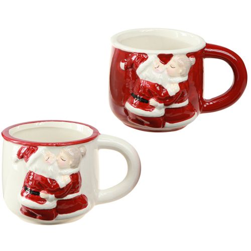 Kubek świąteczny ceramiczny Świąteczna para czerwony biały W8,5cm 2szt