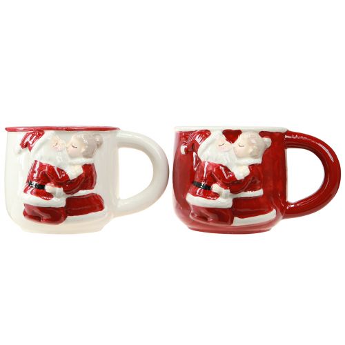 Produkt Kubek świąteczny ceramiczny Świąteczna para czerwony biały W8,5cm 2szt
