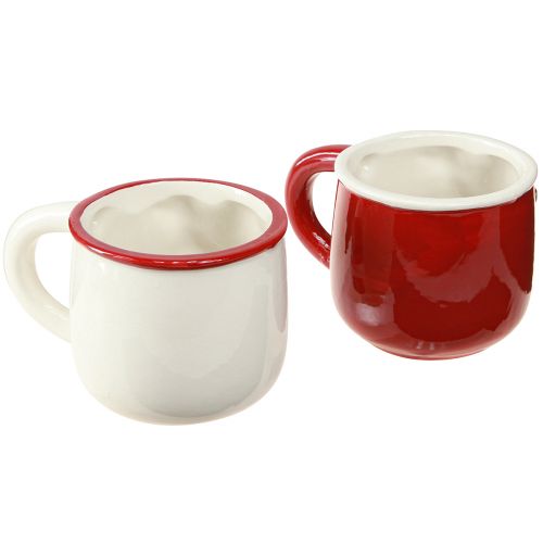 Produkt Kubek świąteczny ceramiczny Świąteczna para czerwony biały W8,5cm 2szt