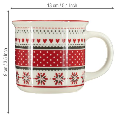 Produkt Kubek świąteczny ceramiczny czerwony i biały Ø10cm wys.9cm