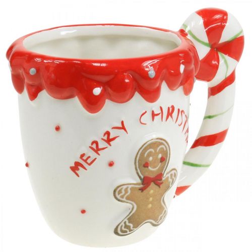 Floristik24 Kubek świąteczny Merry Christmas biały ceramiczny wys. 10,5 cm