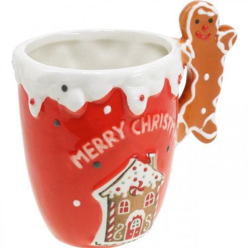Produkt Kubek bożonarodzeniowy Merry Christmas czerwony ceramiczny wys. 10,5 cm
