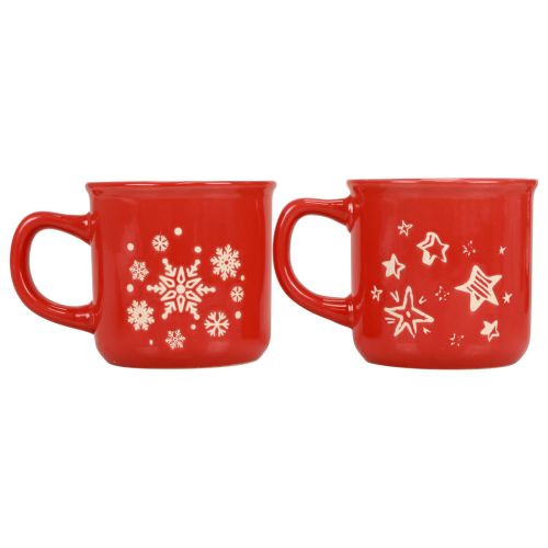 Floristik24 Kubki świąteczne kubek czerwony kubek ceramiczny wys. 9cm 2szt