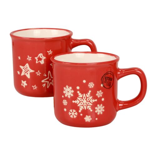 Floristik24 Kubki świąteczne kubek czerwony kubek ceramiczny wys. 9cm 2szt
