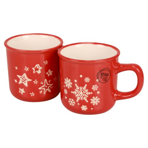 Floristik24 Kubki świąteczne kubek czerwony kubek ceramiczny wys. 9cm 2szt