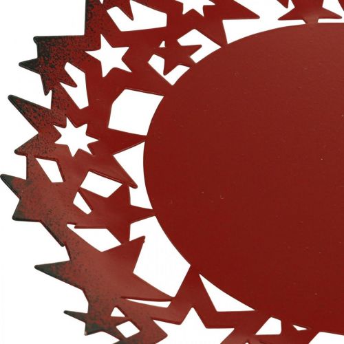 Produkt Talerz bożonarodzeniowy metalowy talerz dekoracyjny z czerwonymi gwiazdkami Ø34cm