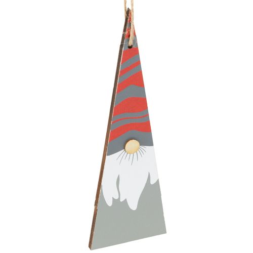 Floristik24 Krasnale świąteczne drewniane do zawieszenia szaro-czerwone 15/19,5cm 8 szt.